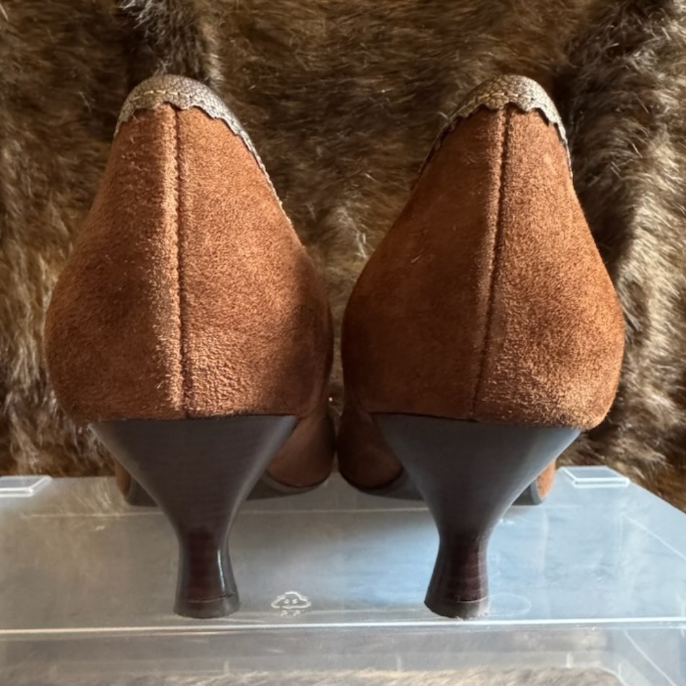Brown Suede Women's Heels - Picture 3 of 4
